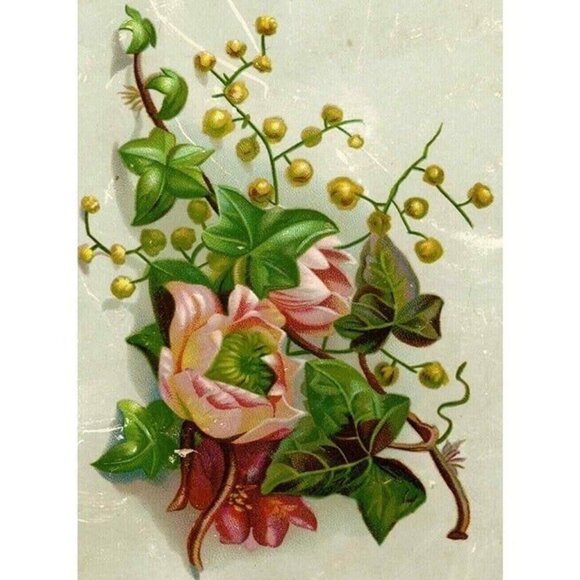 1880's Beautiful Victorian Embossed Springtime Blooming Flowers! - Picture 4 of 9